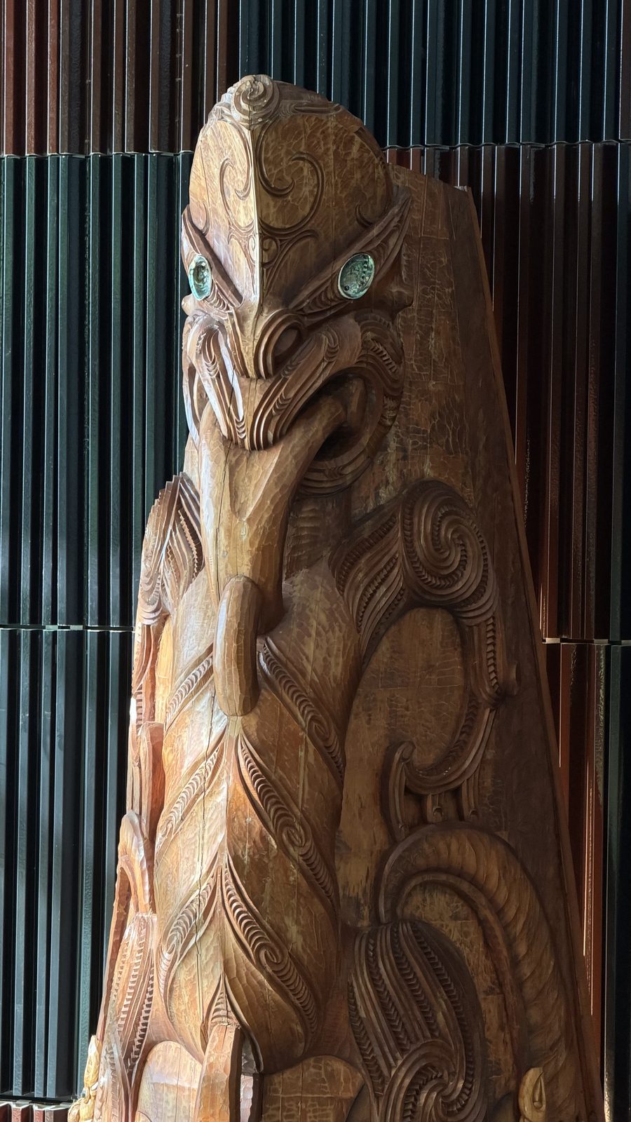 Carved Maori artwork in New Zealand