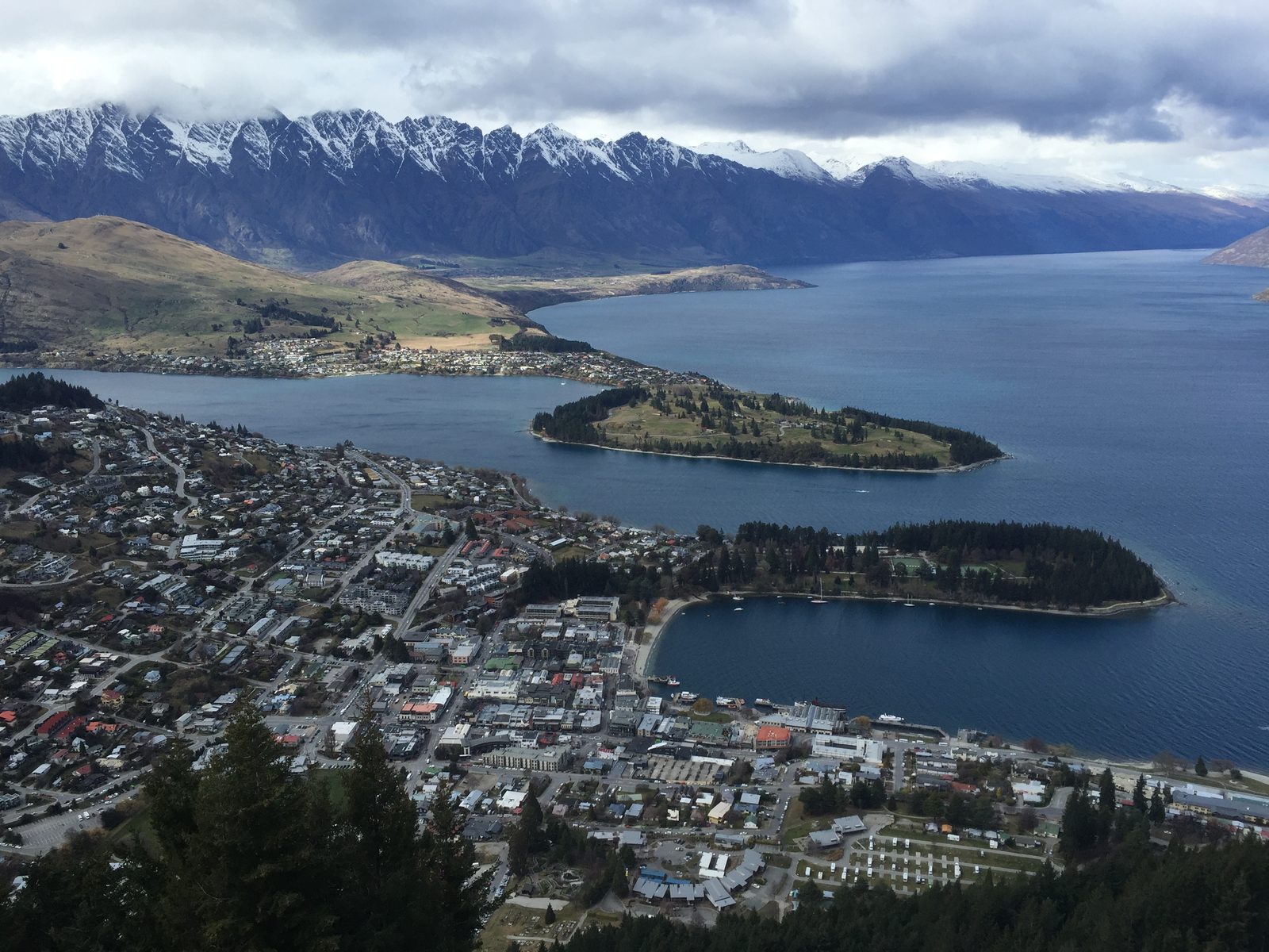 Queenstown and Lake Wakatipu from above